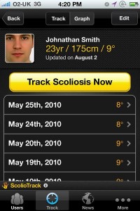 ScolioTrack measuring screen